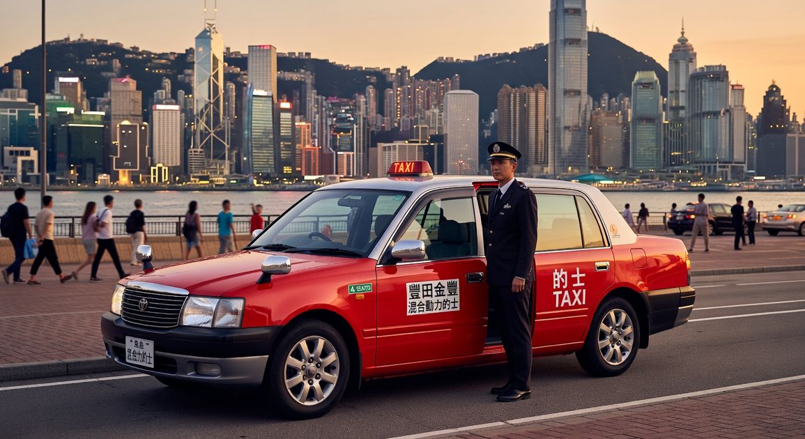 香港維港天際線與紅的士 — 一口價快的專業服務